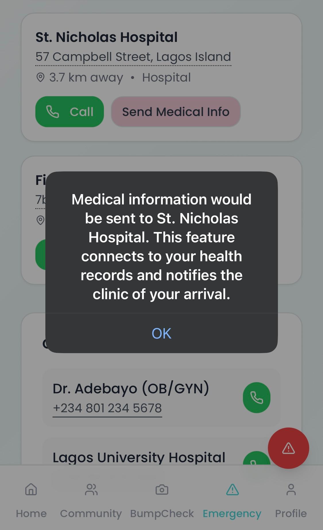 NEKAH emergency or health awareness screen